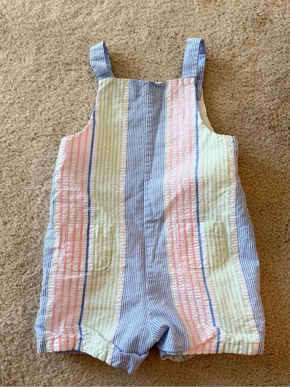 Janie & Jack: Boys 3-6M Seersucker Shortalls
